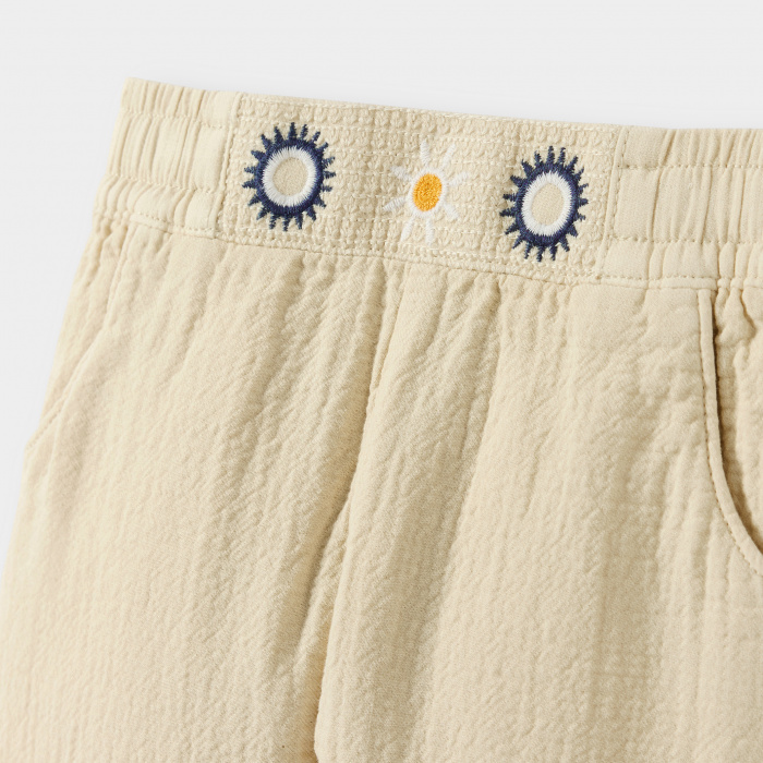 Бежови панталони от памучен плат