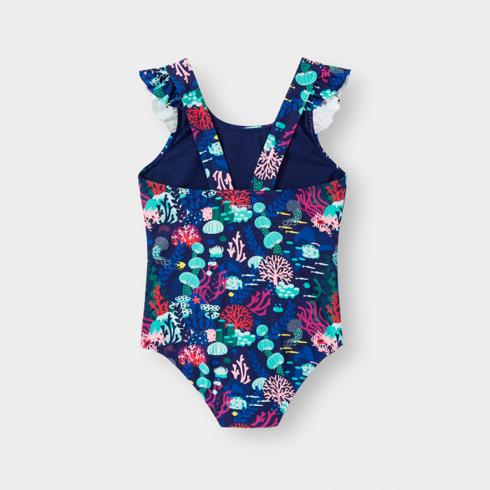 Син бански костюм с морски принт