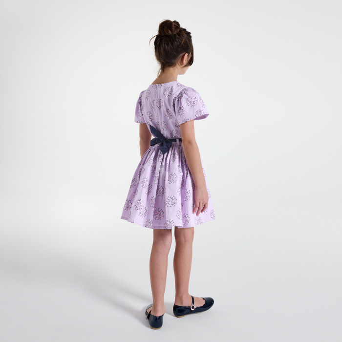 Лилава рокля с флорален принт