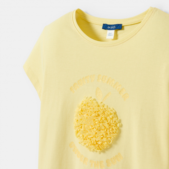 Жълта тениска с апликация