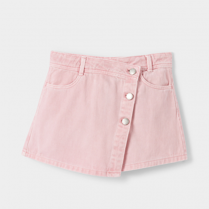 Розова дънкова къса пола