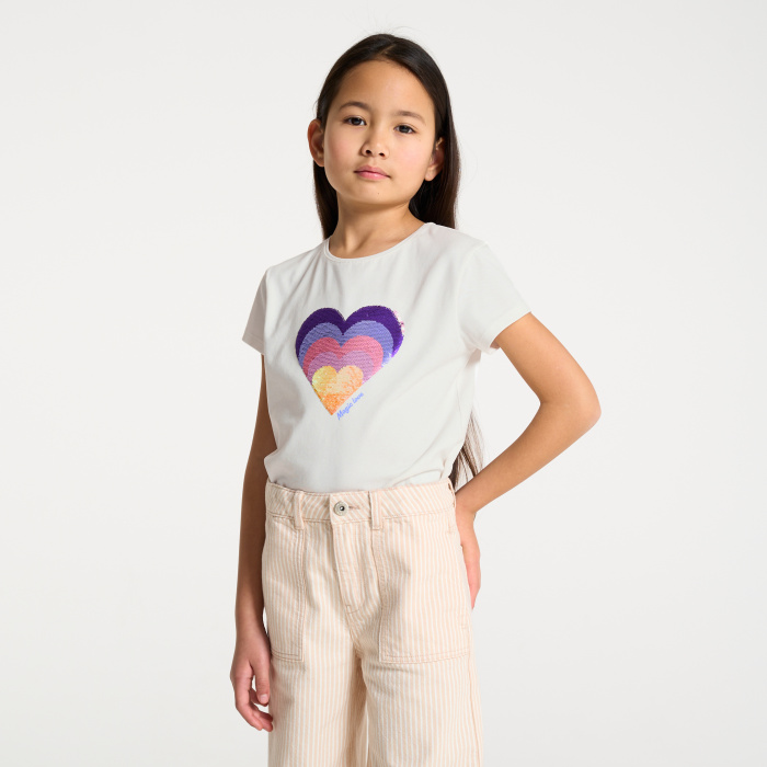 Бяла тениска с пайети