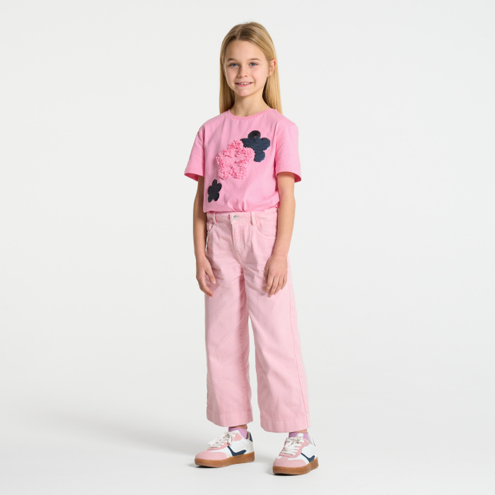 Тениска с апликация на цветя