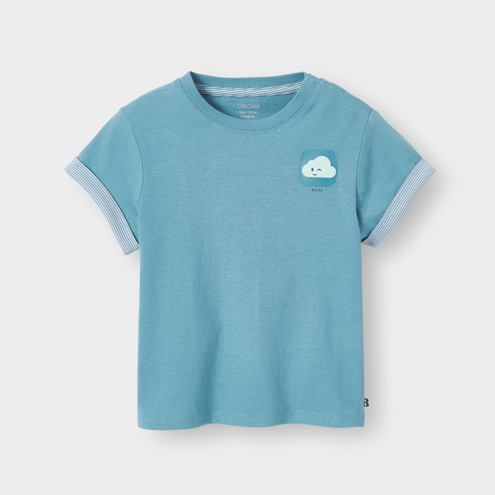 Синя тениска с щампа на облаци