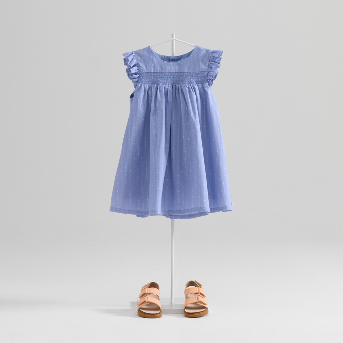 Синя рокля с флорален принт