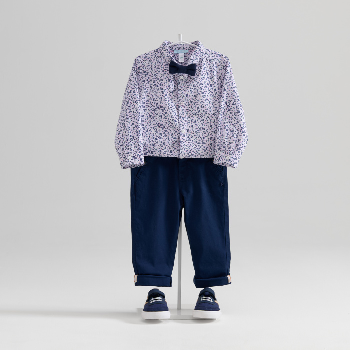 Риза с флорален принт и папийонка