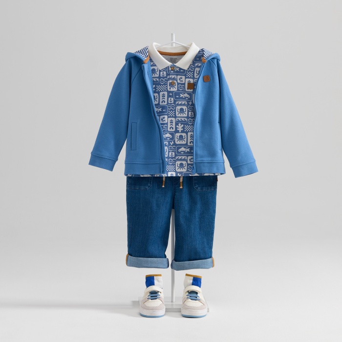 Син суитшърт с цип