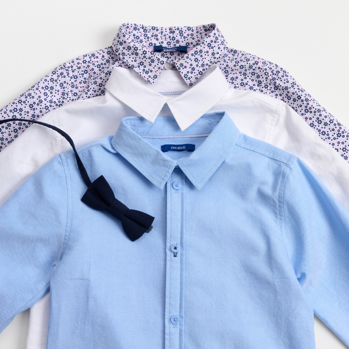 Синя риза с дълъг ръкав