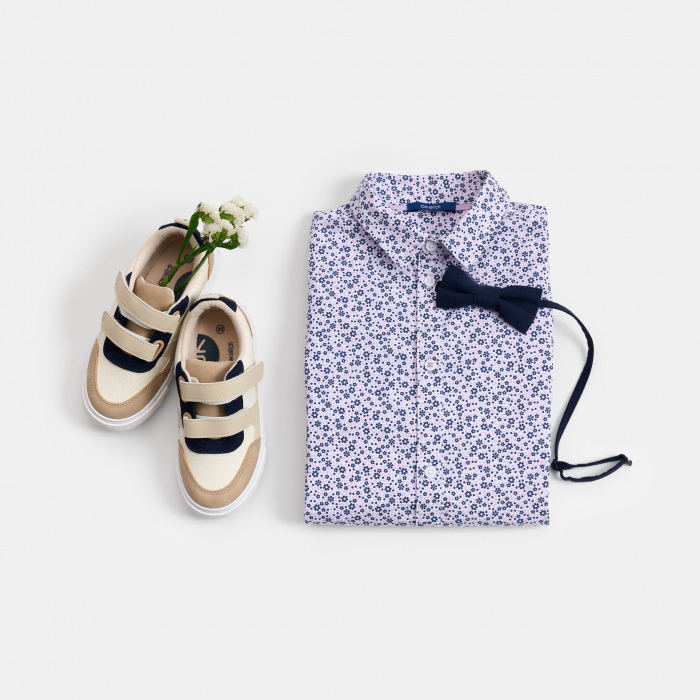 Бежови платнени маратонки с велкро