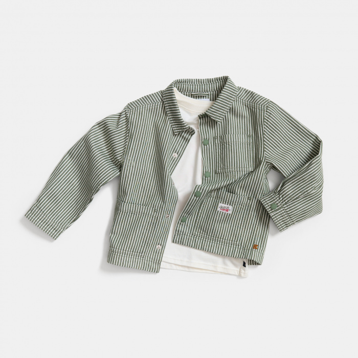 Зелено раирано яке тип риза