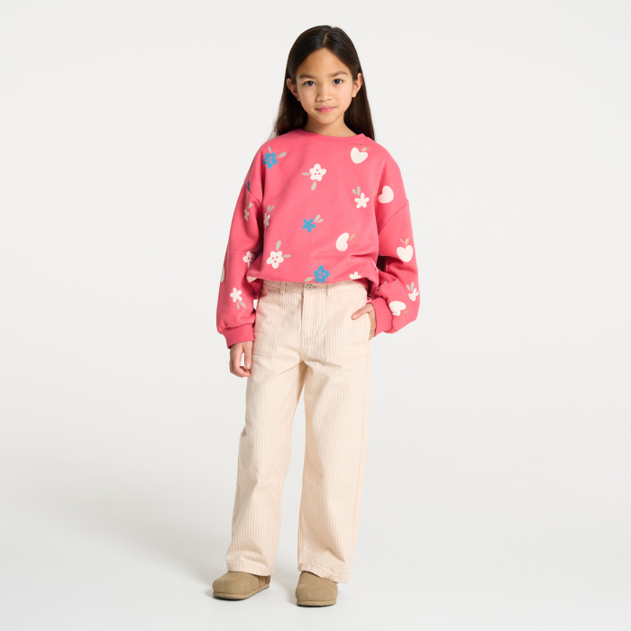 Розов суитшърт с флорален принт