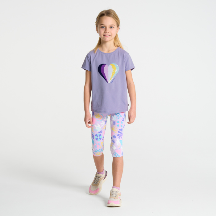 Лилава тениска с магически пайети и сърце