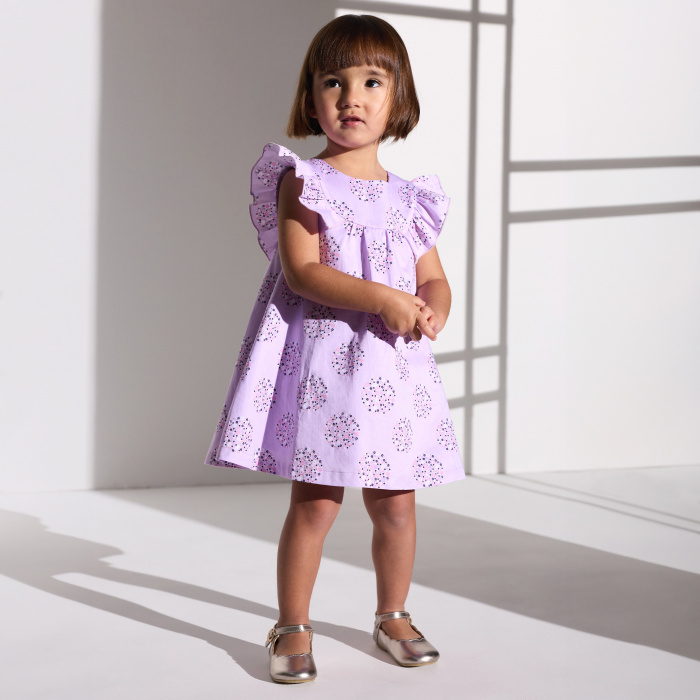 Лилава флорална рокля