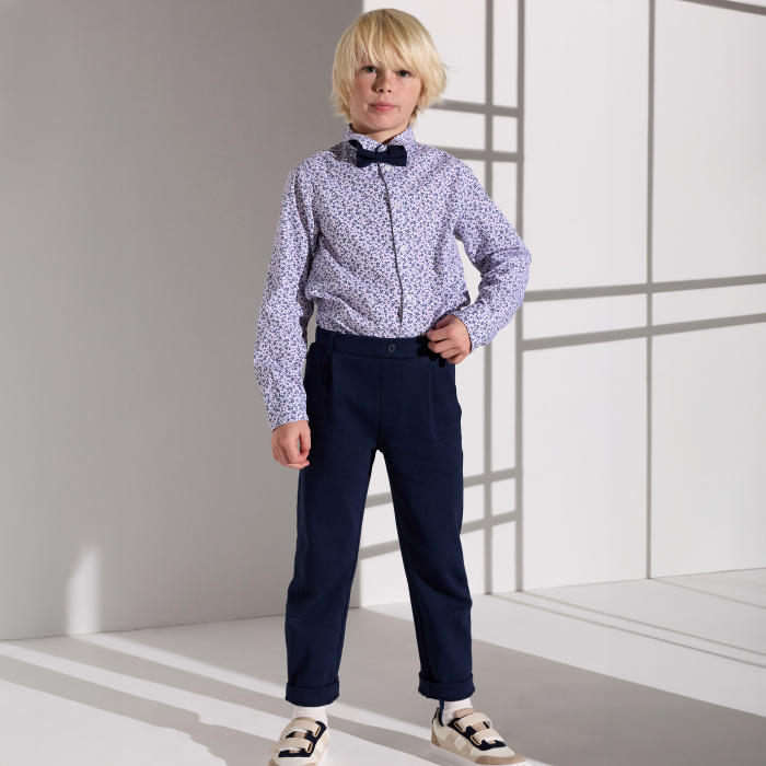 Риза с флорален принт и папийонка