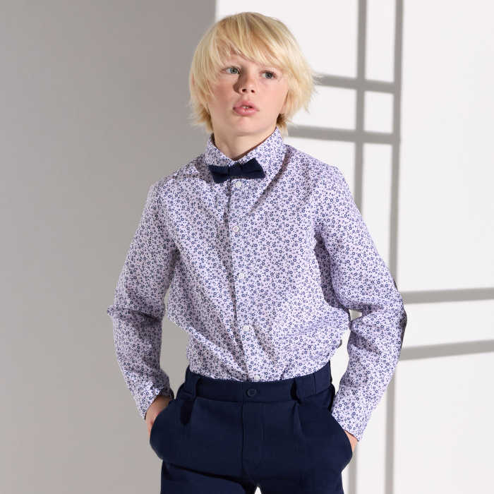 Риза с флорален принт и папийонка