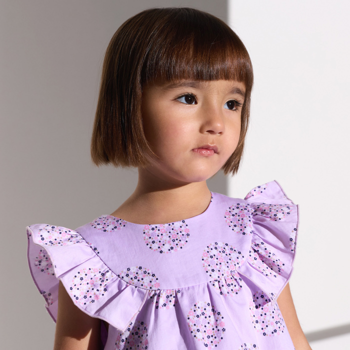 Лилава флорална рокля