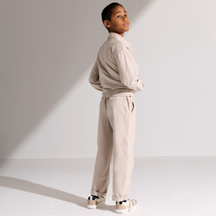 Бежови панталони от лен и памук