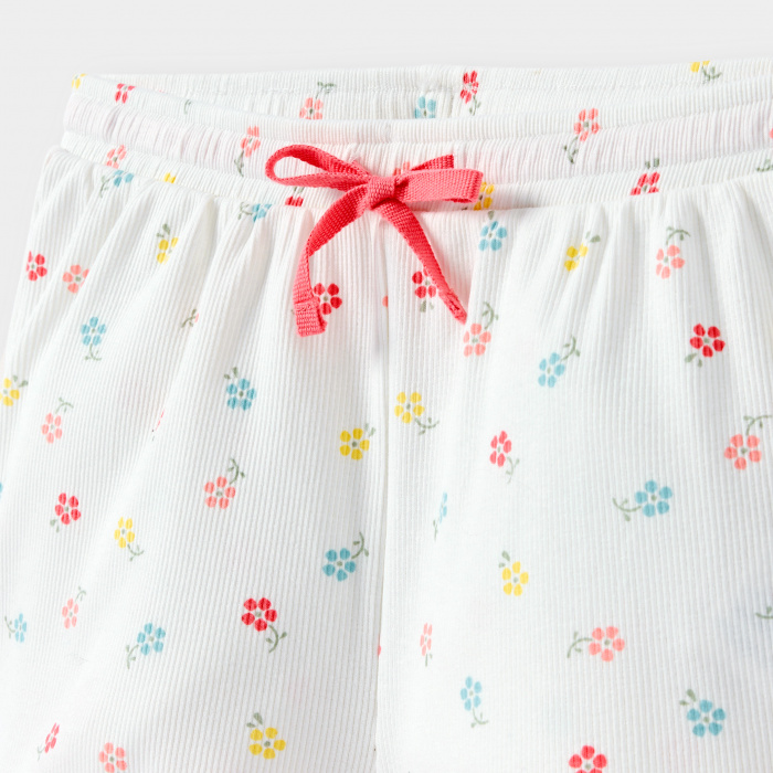 Бяла пижама от две част с флорални мотиви