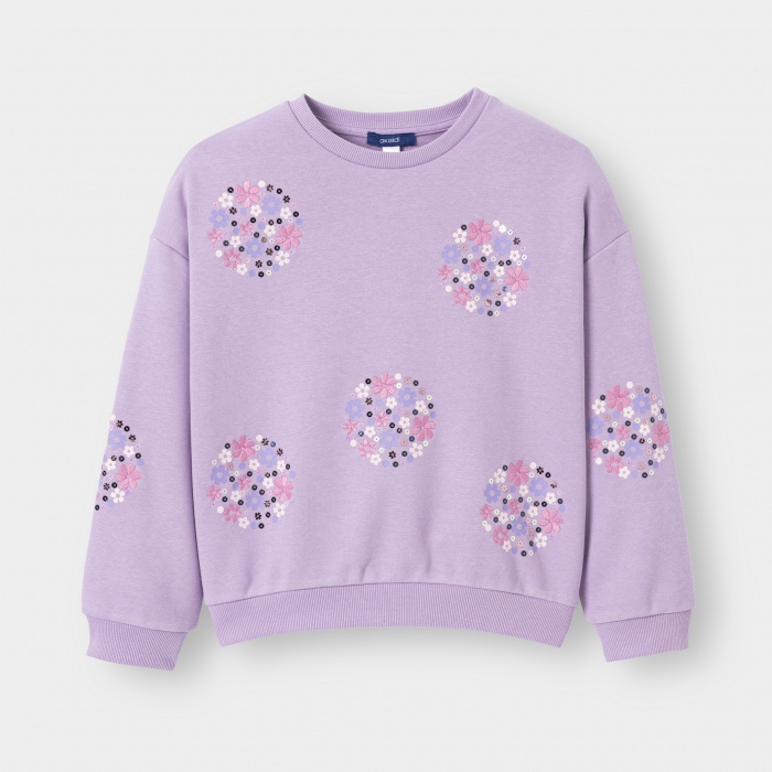 Лилав суитшърт с бродирани цветя