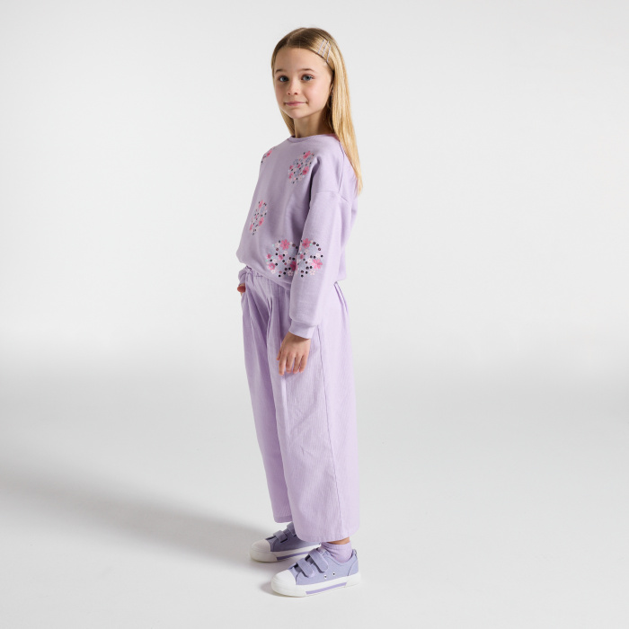 Лилав суитшърт с бродирани цветя