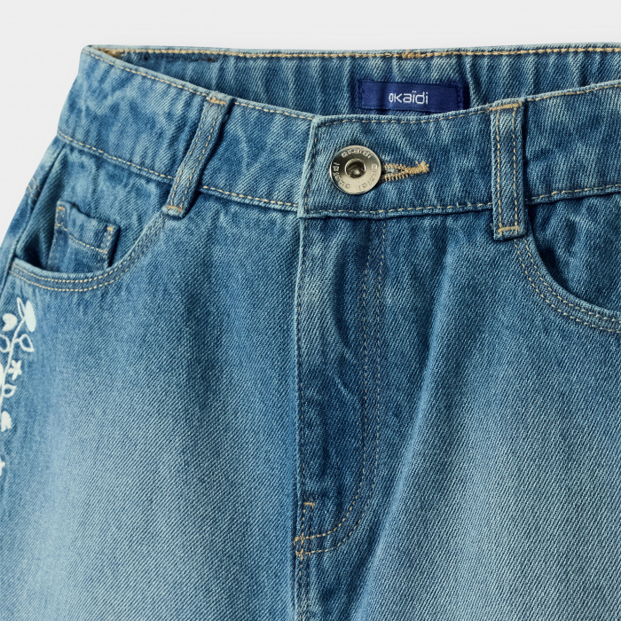 Сини бродирани къси панталони от деним