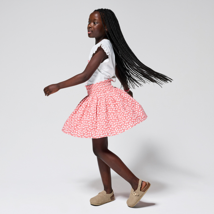 Розова пола с принт на плодове