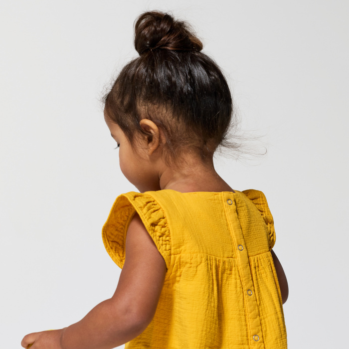 Жълт памучен гащеризон