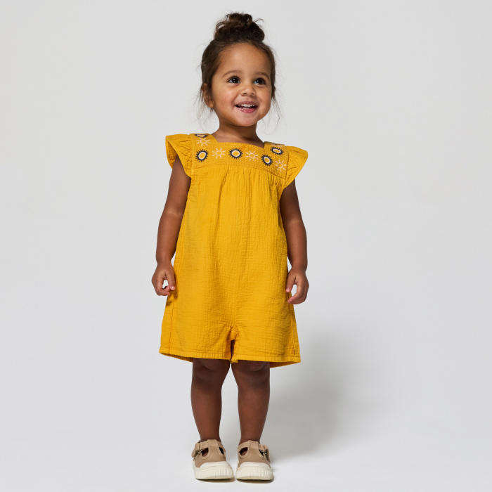 Жълт памучен гащеризон