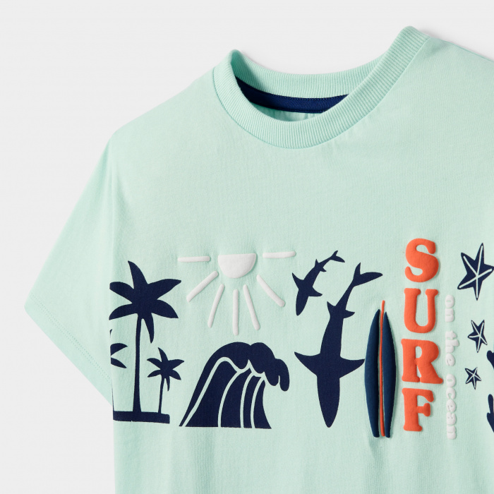 Зелена тениска с мотив