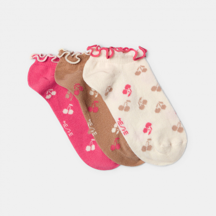 Комплект от 3 многоцветни чорапи с мотив на череша