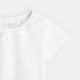 Бяла изискана тениска с волани