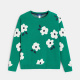 Зелен жакардов пуловер на цветя