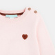 Розов плетен пуловер с яка с фестони