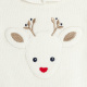 Бял плетен пуловер с бродиран елен