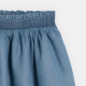Къса синя ефирна дънкова пола с волани