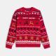 Червен жакардов пуловер