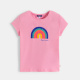 Розова тениска с магически пайети и дъга